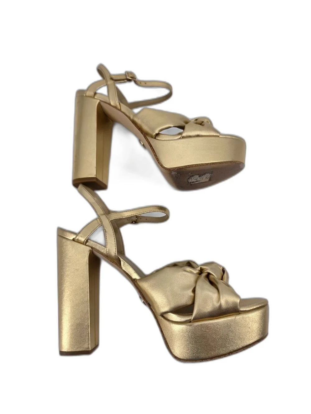 Michael KorsJosie Metallic Leather Knot Ankle Strap Platform Dress Sandal 7.5